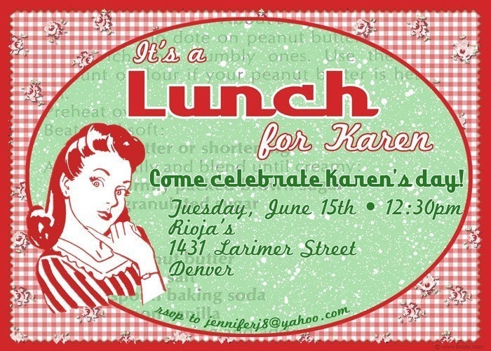 Nifty 50's Bridal Shower, Baby Shower, Birthday Party Invitations