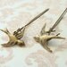 Antique Brass Sparrow Earrings. Long