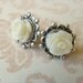 Cream Roses. Antique Silver Post Earrings