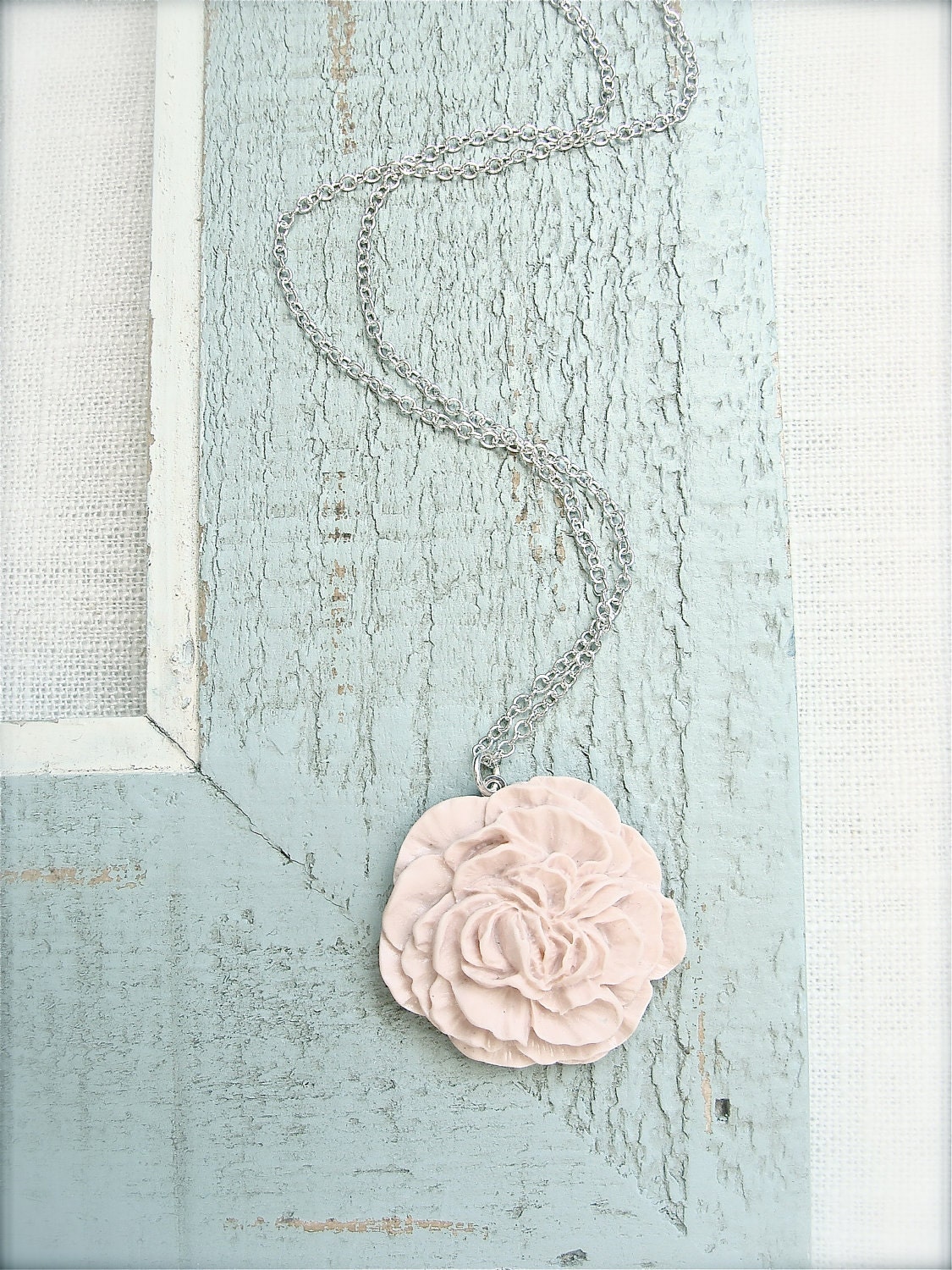 Shabby chic pink mum necklace.