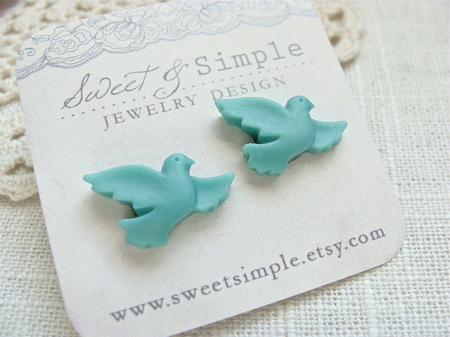 Turquoise Bird Post Earrings. Perfect for weddings and bridesmaids. Jewelry By Sweet And Simple.
