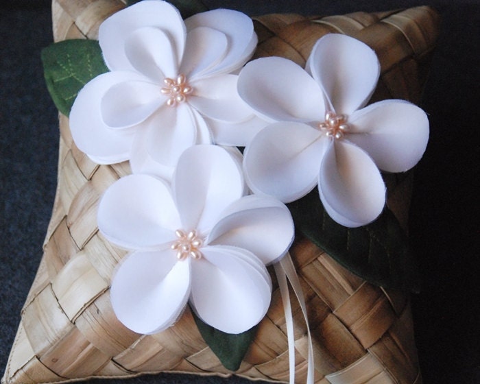 Ring Bearer Pillow - Banana Leaf Ring Pillow With Handmade Flowers and Leaves -  Gabrielle
