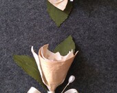 Boutonniere - Ivory and Beige Silk Handmade Boutonniere