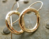 14k Gold Filled Halo Drop Earrings, gold circle everyday earrings