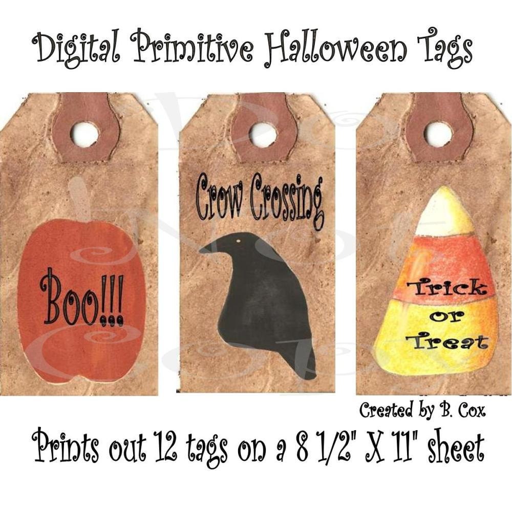 Items similar to Primitive Tags Printable Sheet , Digital , Halloween ...