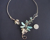 3 dragonfly choker necklace w/ or w/o green on wings