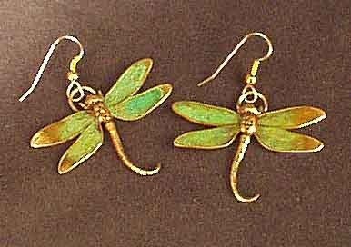 Dragonfly earrings, patina option