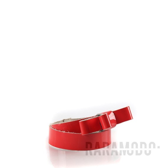 Coral patent leather - bow bracelet.