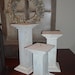 PILLAR CANDLE HOLDER - Wooden - Antiqued - White - Shabby Chic - Primitive - Set of 3