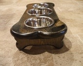 1 Quart and 1 Pint 4 Inch Triple - Ergonomically Designed Pet Feeder - Stained Ebony