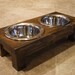 1 Pint 4 Inch Double - Ergonomically Designed Elevated Pet Feeder - Stained Dark Walnut