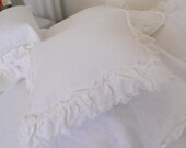 LILY... Pillow Covers 24x24....Set of 2...100%  Linen  with frayed ruffle