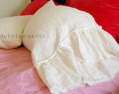 Standard pillow cover.... with frayed large ruffle linen (set of 2).."Lilly"