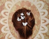 Wedding Hair Clips 5 Custom Silk Origami Butterfly Wedding Accessories Choose From 100 Colors of Silk White Wedding Updo SMALL SIZE