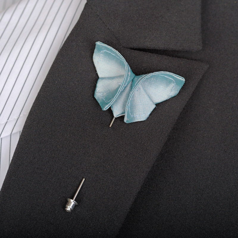 Something Blue Wedding Boutonniere Silk Origami Groom's Boutonniere GROUP DISCOUNT AVAILABLE Irid Frosted Ice Corsage Buttonhole 100 Colors