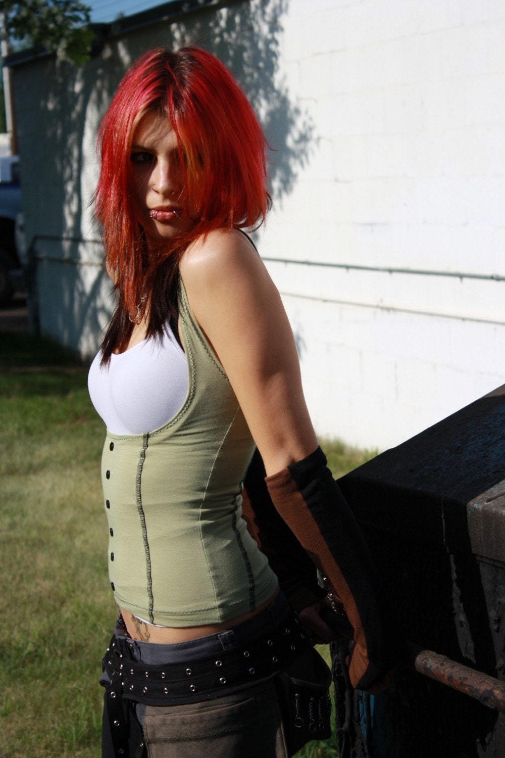 Eco SteamPunk Organic BUSTIER Chest-Halter Top -- Custom Item -- S-L