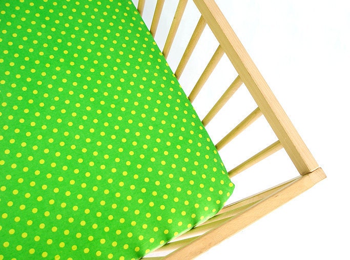 Crib Sheet , Fitted Crib Sheet , Bumperless Crib Bedding Lemon Drops Flannel