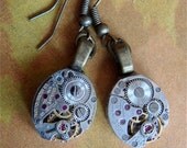 Hang Time  - Steampunk Earrings - Repurposed art
