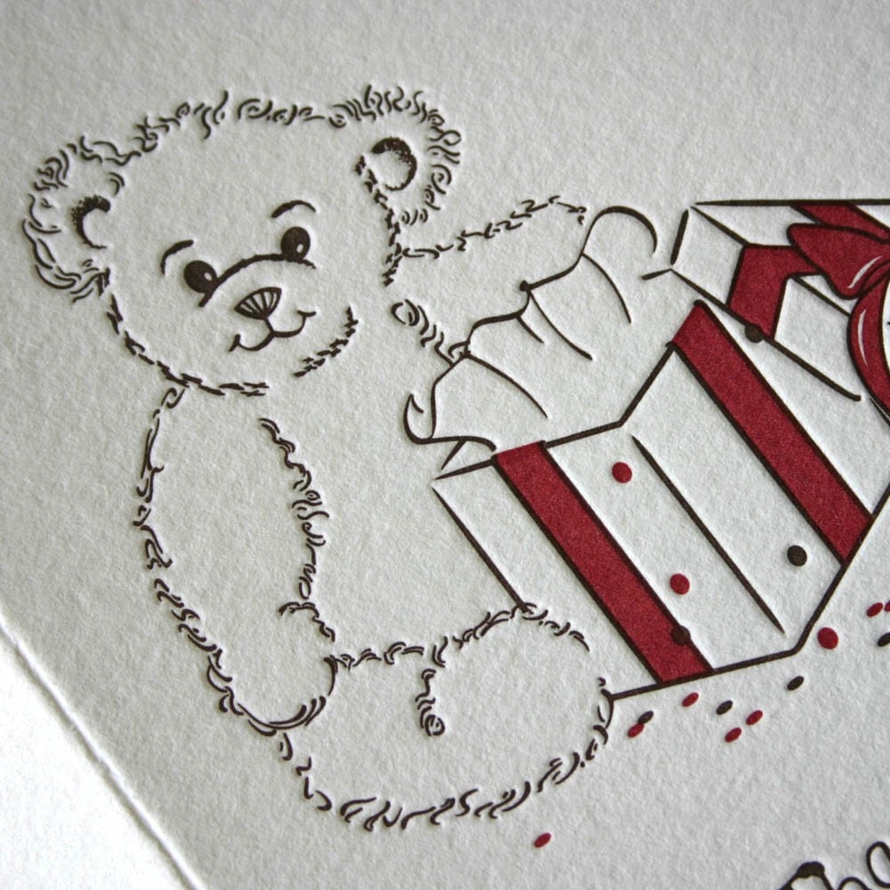 Teddy Bear Letterpress Thank You Card