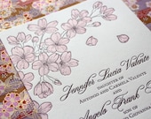 Cherry Blossom Letterpress Wedding Invitations