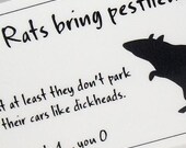 8 laminated mini notes for bad parking - rats WG209