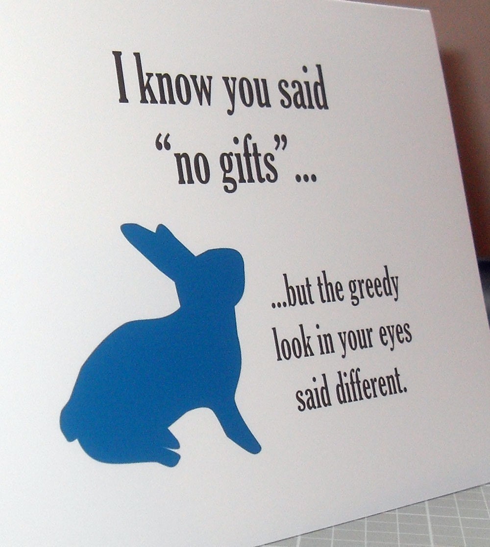 Funny Card for gifts- bunny, rabbit, friends, love, thinking of you, relationships, sex (WG117)
