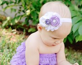 Newborn headband...Baby Headband......Hair bow in Lavender and White.....girls....teenager...and women
