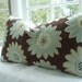 LAST ONE--Gorgeous Decorative pillow Cover-Designer Fabric--14x24-- Lumbar--Chenile and Embroidered--Chocolate ,Aqua , Robins Egg