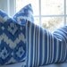 NEW--Beautiful-- 14 x 20 Lumbar Decorative Pillow Cover--Designer Fabric -- -Blue Stripe-Throw Pillow---Marine Blue-Indigo - White