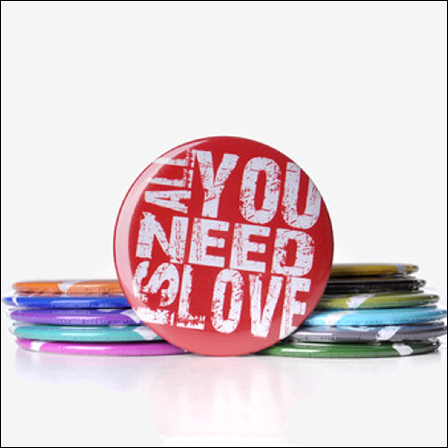 All You Need is Love - Colorful 3" Pocket Mirror - Made by artstudio54 on ETSY
