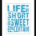 Life is Short But Sweet For Certain Quote- 8x8 Multi Colored Canvas Textured Art Print - Made by artstudio54 on ETSY