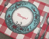 Red Plaid Kitchen Cards set of four