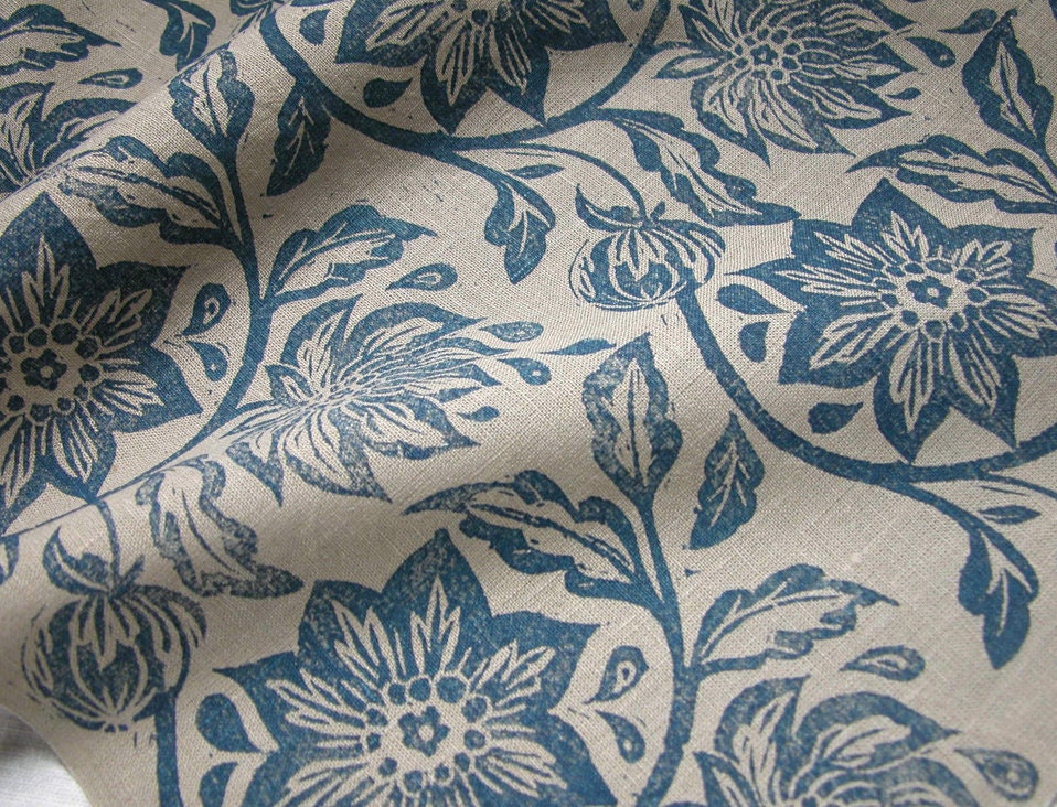 everyday navy on warm gray passionflower linen napkins set of 4