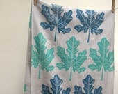 Hand printed Fig Leaf linen home decor table runner
