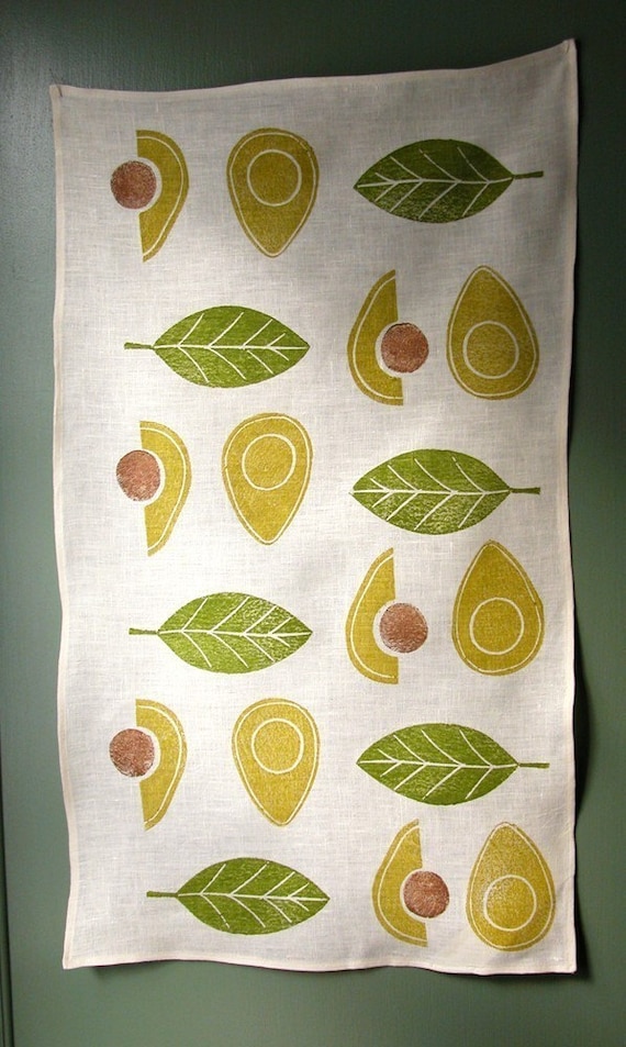 Avocado linen tea towel