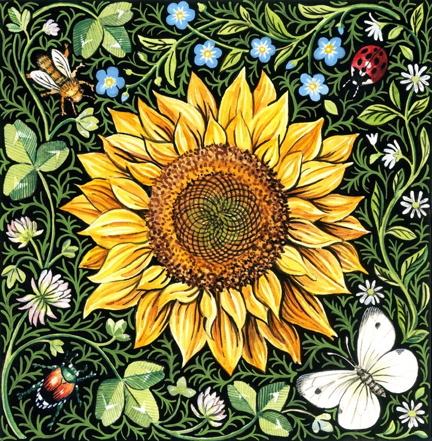 Sunflower and Clover Art Print
