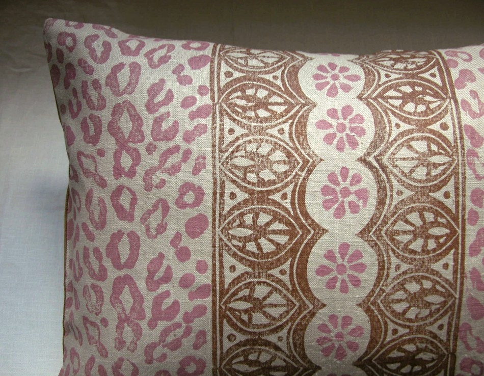 chocolate brown and lilac on gray leopard lace pillow case
