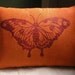tangerine and plum butterfly decorative hand printed linen pillow case