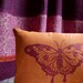 tangerine and plum butterfly decorative hand printed linen pillow case