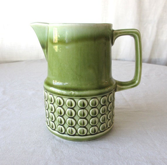 Vintage Ceramic Pitcher, Japanese Ceramic, Celadon Green Glaze