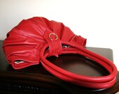 Red pleated leather purse