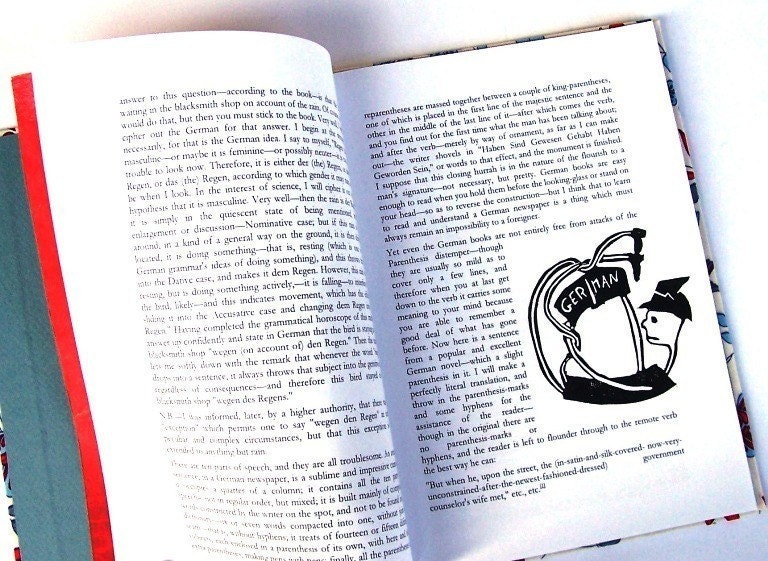 Hand Printed Lino Cuts Illustrating Mark Twain's The Awful German Language