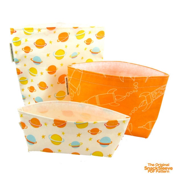 Original SnackSleeve (Instant Download) PDF Pattern- 3 sizes- make your sleeves TODAY, aGreenSleeve, snack bag, reusable bag, baggie