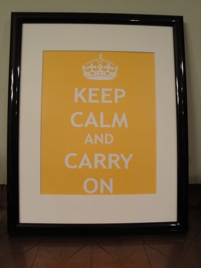 Keep Calm and Carry On Framed Print - Yellow