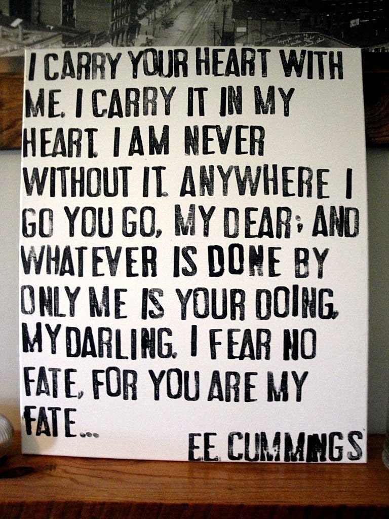 I Carry Your Heart - E.E. Cummings Poem on Canvas