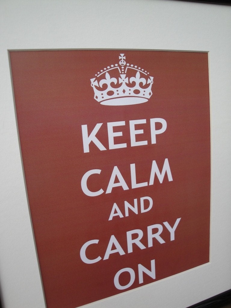 Keep Calm and Carry On FRAMED PRINT - Brown