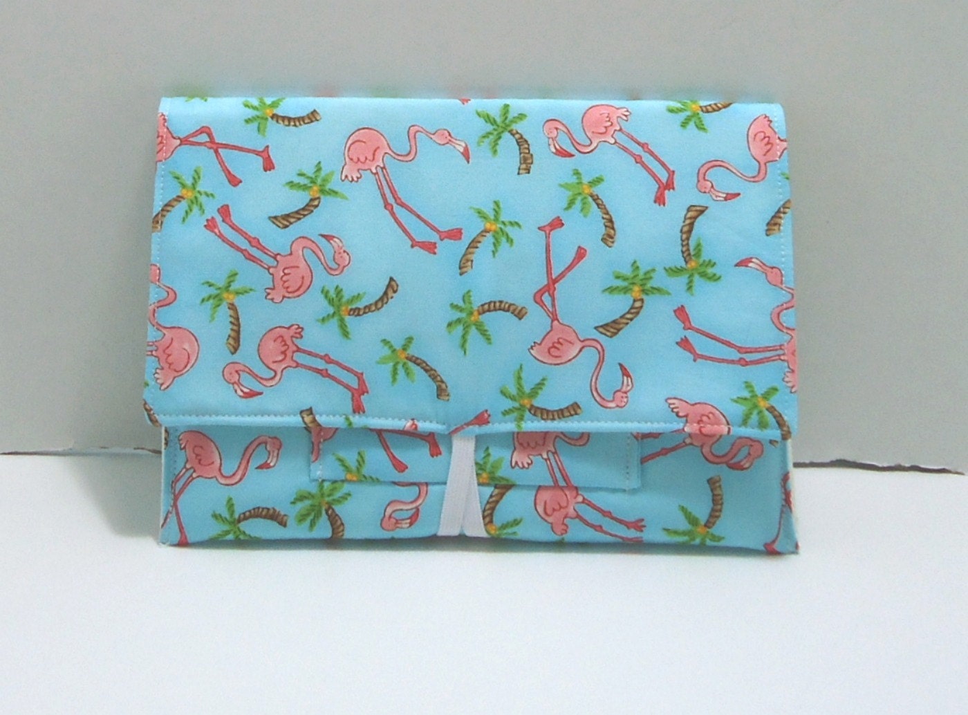 Flamingos on blue Deluxe Shopping Cart Coupon Organizer - FREE Shipping