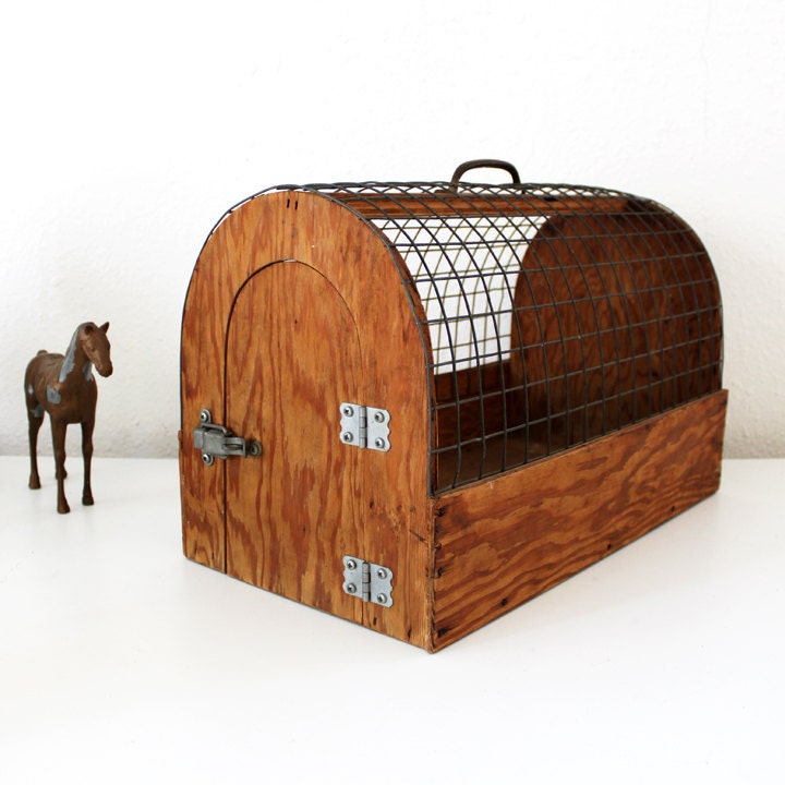 Vintage Wooden Animal Cage / Carrier