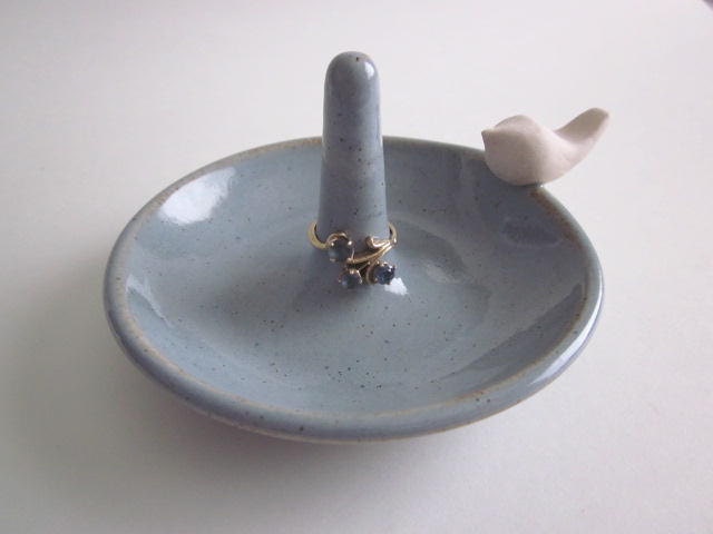 Dove ring holder, Dusty Blue, Ring Holder, Bird ring holder, "MADE TO ORDER" Handmade Porcelain Pottery, - DarriellesClayArt