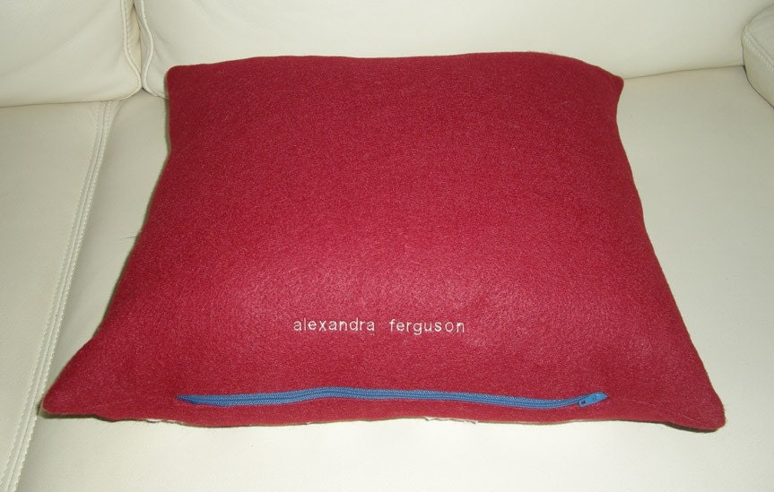 YES WE CAN felt applique throw pillow